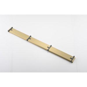 36 Inch Linear Shower Drain With 2-in-1 Flat & Tile Insert Removable Cover, 304 Stainless Steel With Hair Strainer And Leveling Feet, Brushed Gold