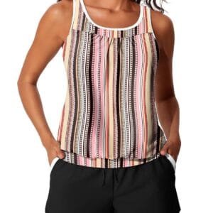 Womens Stylish Two-Piece Tankini Swimsuit