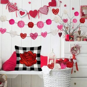 24 Pcs Natural Rattan Hanging Ornaments Heart & Round Shaped Wicker Balls For Valentine's Day Shower Wedding Party Decorations