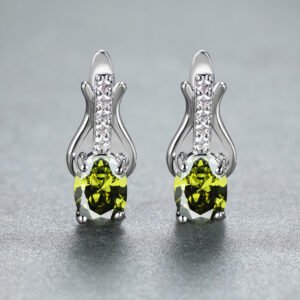 Oval Garnet Crystal Champagne Gold Ear Clips For Women