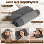 USB Heated Neck Pillow Zero Pressure Memory Foam Cervical Neck Pillow Heated Bed Pillow With Eye Mask Adapter For Pain Relief