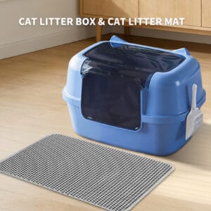 Extra Large Cat Ear Fully Enclosed Cat Litter Box, With Free Scoop & Litter Mat, Anti-Splash & Anti-Tracking Odor Locking, For Large Cats & Multi-Cat Households