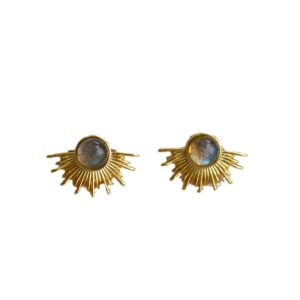 Vintage Brass-Gilded 925 Silver Stud Earrings For Women