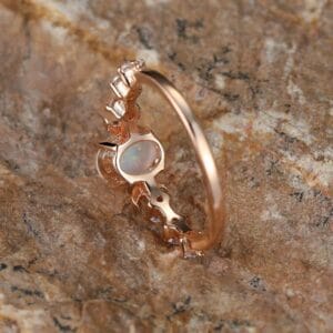 White Australian Opal Moon Ring Light Luxury Rose Gold Womens Finger Ring