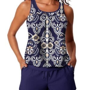 Womens Stylish Two-Piece Tankini Swimsuit