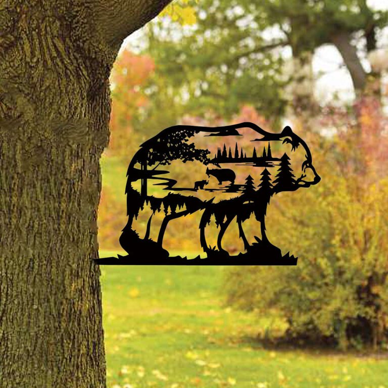 Dark Gothic Black Metal Bear Silhouette Wall Art – Forest