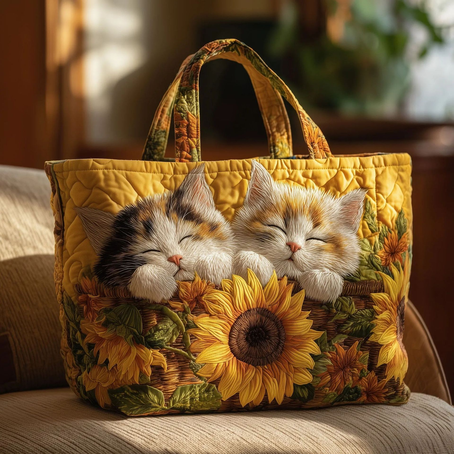 Creative, High-Capacity Tote Bag With Digital Print And Quilted Embroidery - Image 6