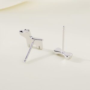 Asymmetrical Puppy Bone Stud Earrings Niche Versatile Ear Jewelry Perfect For Students