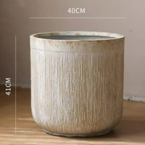 Vintage Distressed Round Magnesium Clay Flower Pot With Large Opening