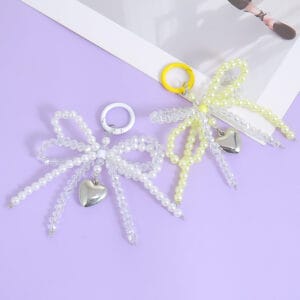 Creative Fashion Crystal Double Bow Pendant Keychain