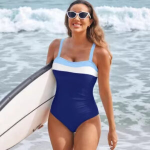 Sexy Striped One-piece Swimsuit With Bold Stripes And A Printed Bikini