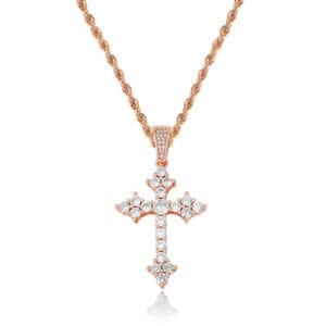 Retro Cross Pendant With Full Zirconia, Simple Religious Necklace For European And American Styles