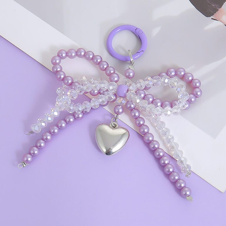 Creative Fashion Crystal Double Bow Pendant Keychain