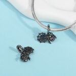 Fashionable Silver-Plated Black-Gold Bat Bead Pendant