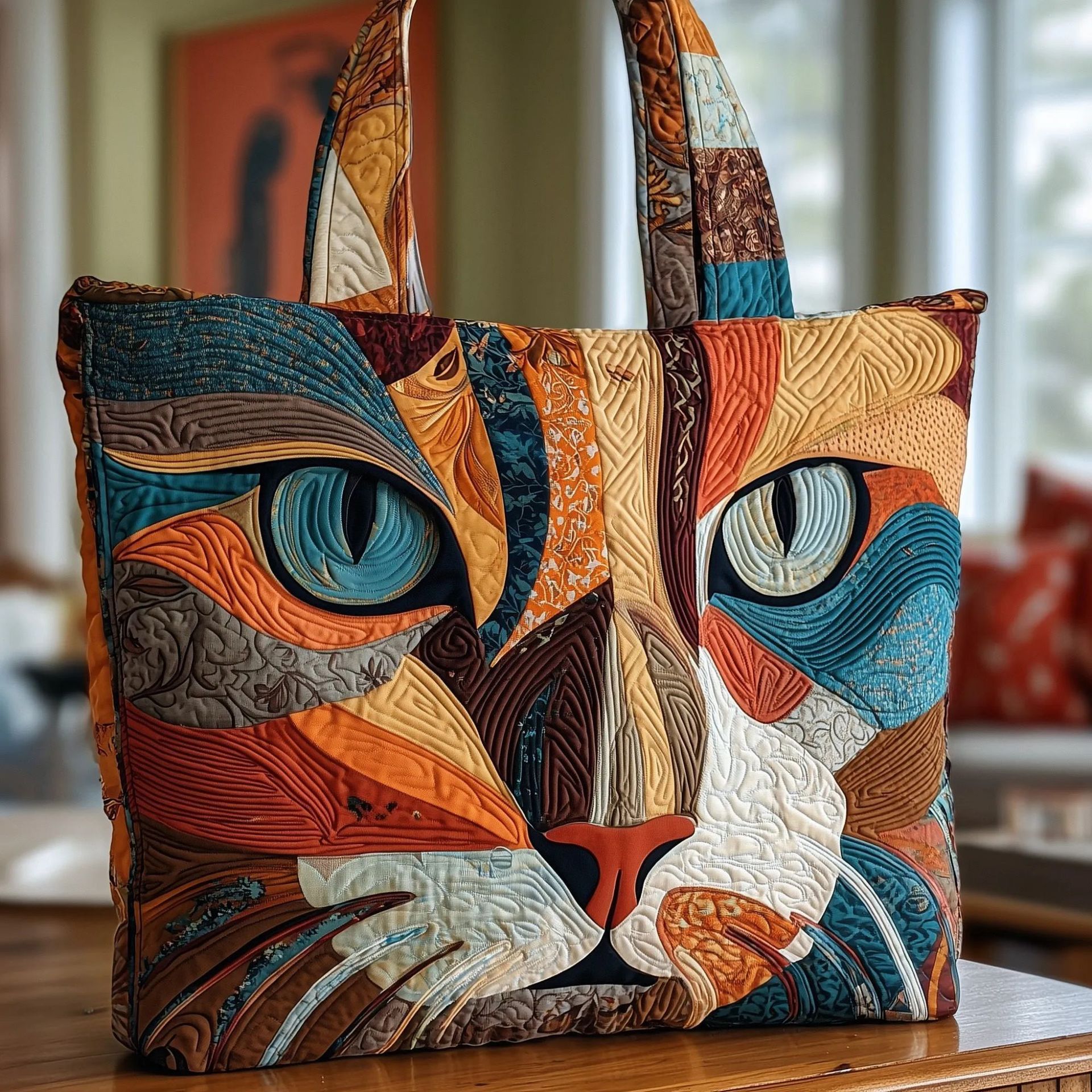 Creative, High-Capacity Tote Bag With Digital Print And Quilted Embroidery - Image 7