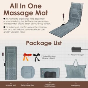 Flannel / PU Material Options - 1 Pc Full Body Massage Mat Multifunctional Massage Chair Pad With Heat Timer Shiatsu Neck Massager Carry Bag Earplugs Anti-Slip Bottom For Reclining Chair