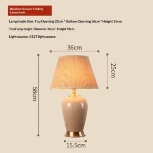 Jingdezhen Camphor Wood Ceramic American-Style Minimalist Chinese Table Lamp