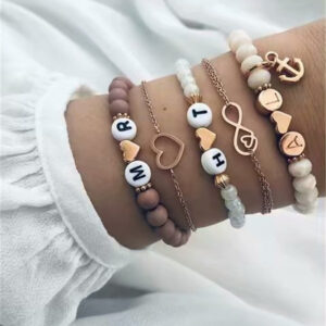 European And American Style Minimalist Braided Beaded Moon Shell Bracelet Set For Women