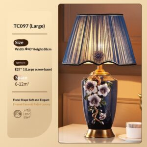 Luxury New Chinese-Style Ceramic Enamel-Glazed Brass American-Style High-End Table Lamp