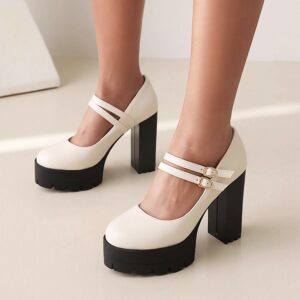 Womens Chunky High-heeled Shoes In Plus Sizes