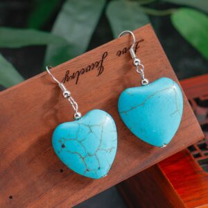 Vintage Ethnic-style Turquoise Drop Earrings With A Hollowed-out Design