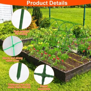 Cucumber Trellis For Raised Bed Arch Garden Trellis For Climbing Plants Vine Vegetables Fruit Flower Grape U-Shaped Frame With Climbing Net Tunnel Plant Stand For Garden Raised Bed