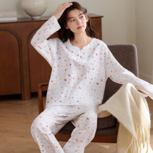 Womens Simple And Comfortable Pure Cotton Pajamas