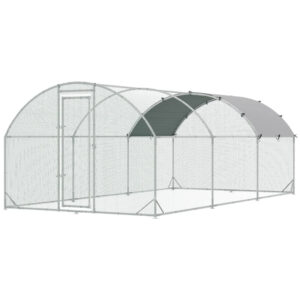 Large Chicken Coop Metal Chicken Run With Waterproof And Anti-UV Cover, Dome Shaped Walk-in Fence Cage Hen House For Outdoor And Yard Farm Use, 1Tube Diameter,