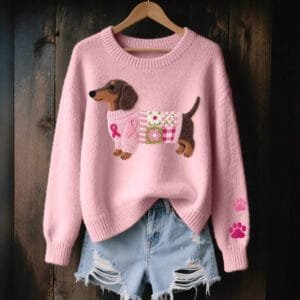 Womens 3D Digital Print Crew-Neck Sweater