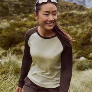 Womens Color-Block Versatile Round-Neck Breathable Sports Top