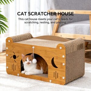 Star & Moon Cutout Cat Scratcher Couch, 56cm Size, With Teaser Ball, For Large & Multi-Cat Households