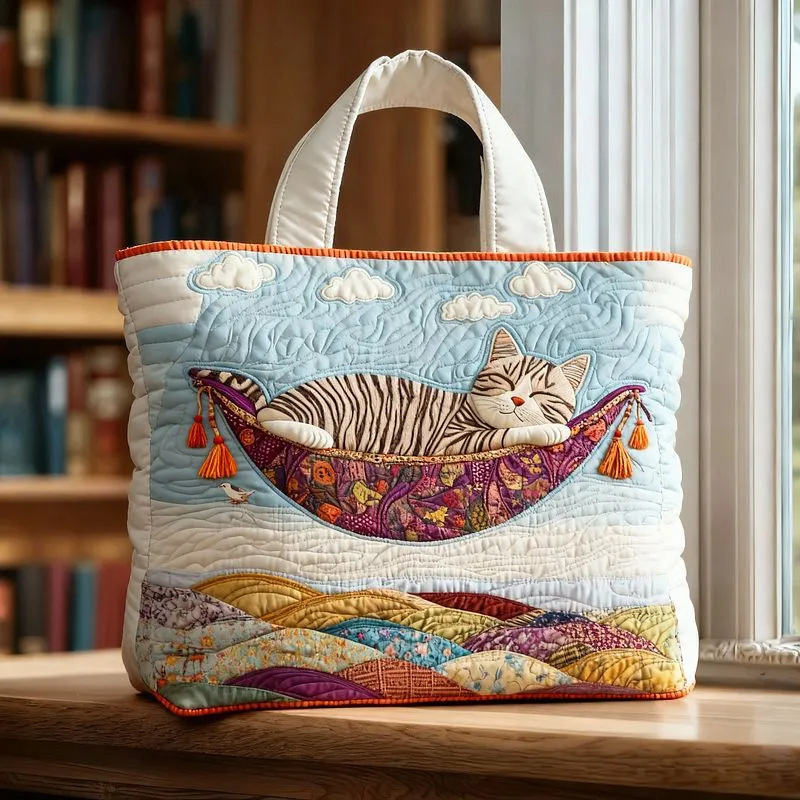 Creative, High-Capacity Tote Bag With Digital Print And Quilted Embroidery - Image 21