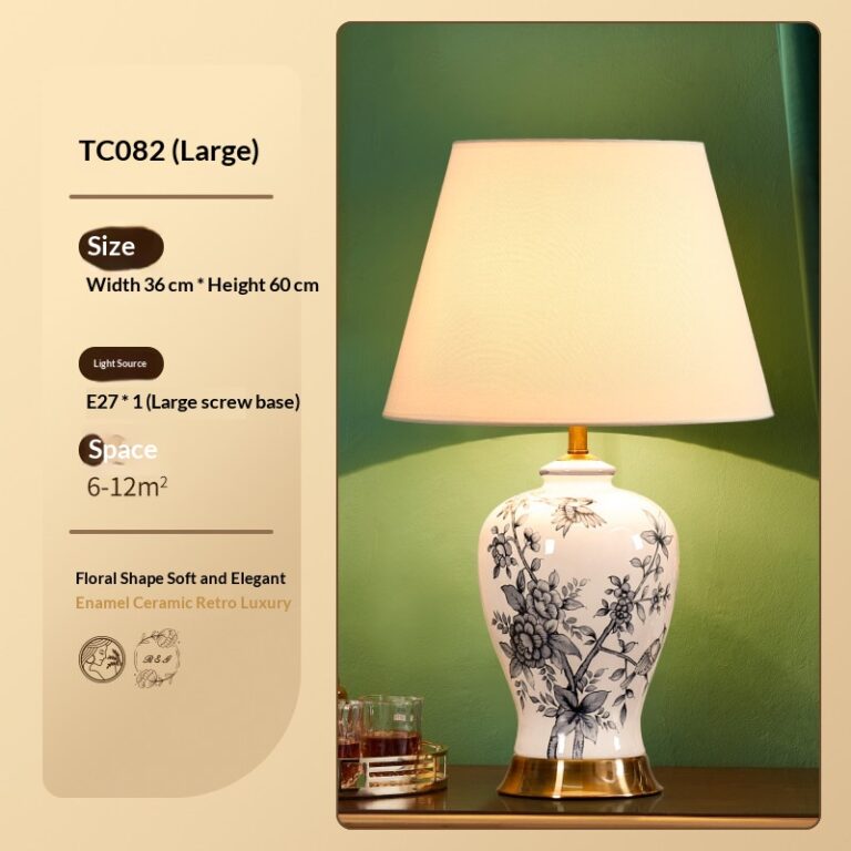 New Chinese Classical Retro Ceramic Bedside Table Lamp With Simple Design