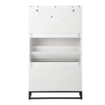 Barn Door Three-drawer Cabinet With Top Panel, Shoe Cabinet, Particleboard, 80x24x145cm, Distressed White