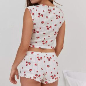 Women’s Knitted Jacquard Strawberry Print Set