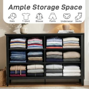 Black Embossed (SG017FD) P2 Particleboard + MDF Melamine 120*40*80cm Framed Double-row Double-handle Six-drawer Cabinet