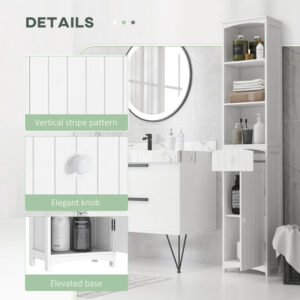 Bathroom Storage Cabinet, Free Standing Bathroom Storage Unit, Tall Linen Tower With 3-Tier Shelves And Drawer, White