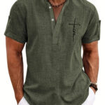 Men's casual suit 3D printed zipper short sleeved polo shirt