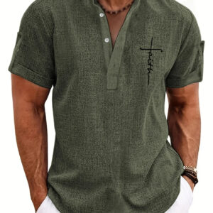 Men's casual suit 3D printed zipper short sleeved polo shirt