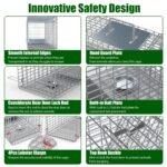 Live Animal Trap Cage 27x7.5x8in Folding Catch And Release Steel Humane Cat Trap For Racoons Stray Cats Rabbits Beavers Hedgehogs Chipmunk Small Animals