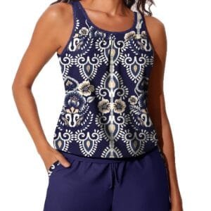 Womens Stylish Two-Piece Tankini Swimsuit
