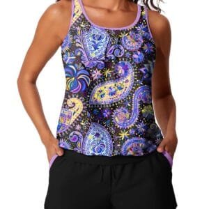 Womens Stylish Two-Piece Tankini Swimsuit
