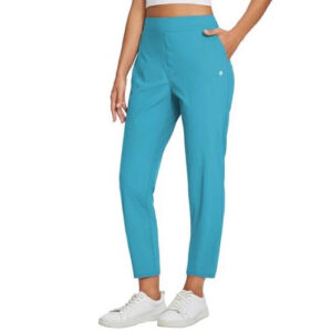 Womens Stretchy Waistband Casual Pants With Zippered Pockets