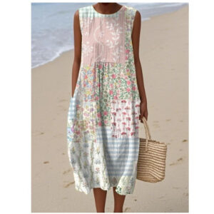 Fashionable Printed Womens Elastic Waist Dress