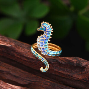 Serpentine Niche Stainless Steel Seahorse Open Ring