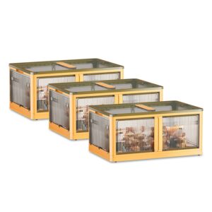 3Pcs Foldable Storage Bins With Lid 4 Doors Collapsible Stackable Closet Organizer Containers With Lock 4Pcs Wheels