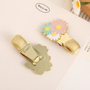 Creative Dripping Oil Tricolor Flower Metal Pen Clip