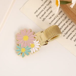 Creative Dripping Oil Tricolor Flower Metal Pen Clip