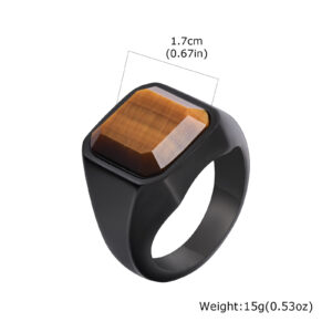 Multi-color Gemstone Titanium Steel Ring Vintage Style For Men