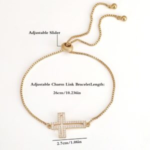 Fashionable Copper Bracelet With Full Diamond Cross Design